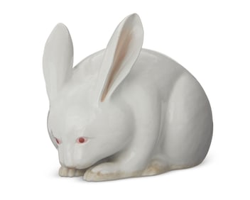 A Japanese porcelain rabbit figure