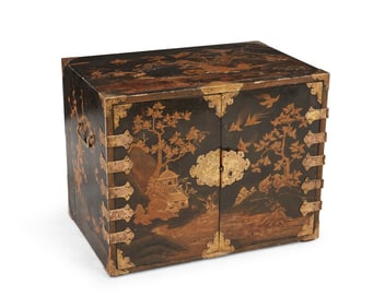 A Japanese gilt and lacquered wood chest