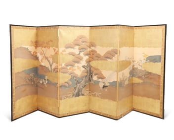 A Japanese six-panel byobu screen