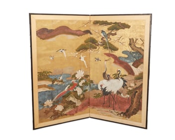 A Japanese two-panel byobu screen