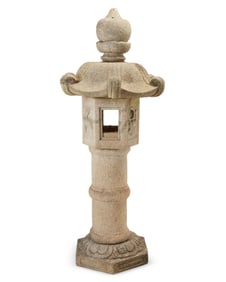 A Japanese ikekomi-doro stone garden lantern