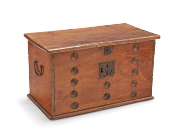 A Dutch Colonial iron-mounted hardwood storage chest