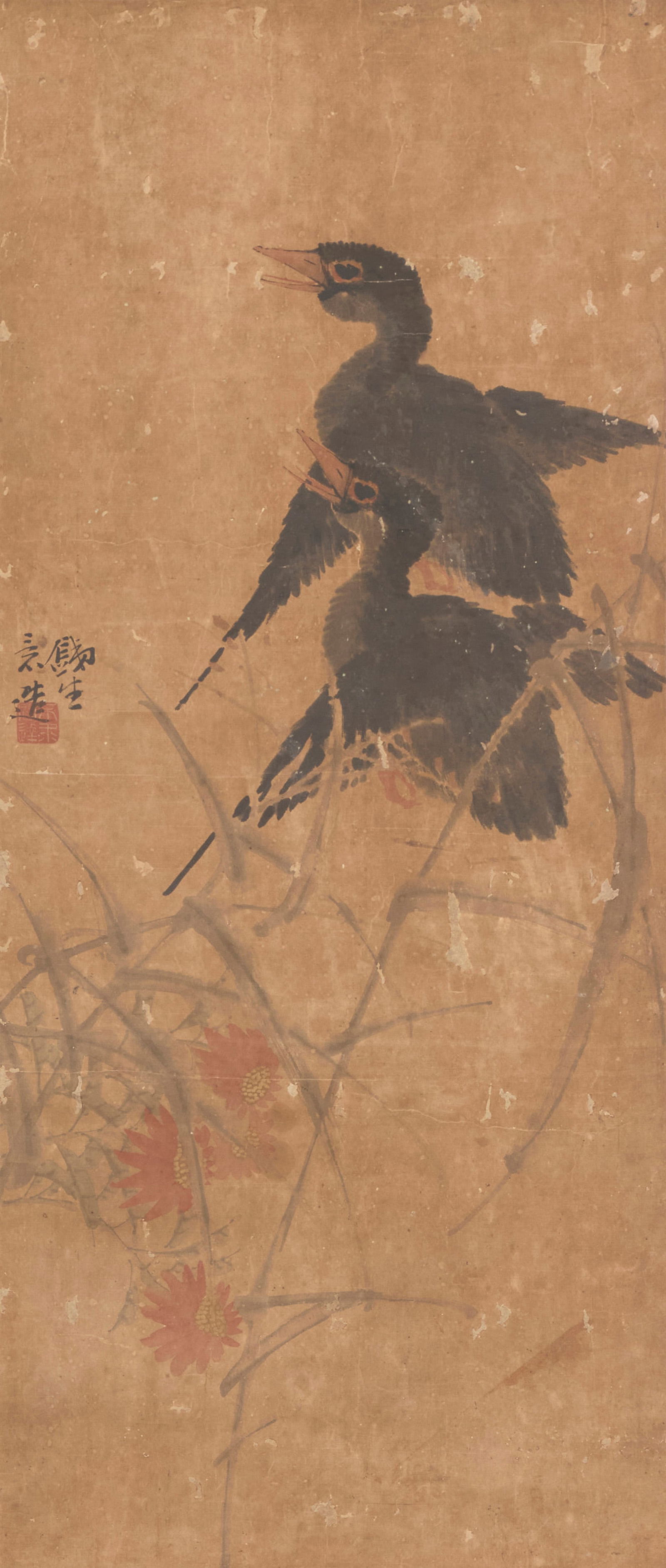 An East Asian painted hanging scroll (1 of 6)