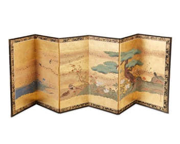 A Japanese six-panel byobu screen