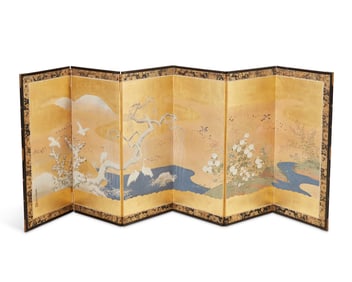 A Japanese six-panel byobu screen