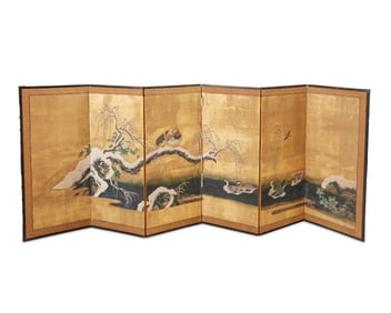 A Japanese six-panel byobu screen