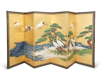 A Japanese six-panel byobu screen