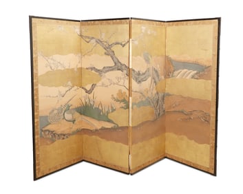 A Japanese four-panel byobu screen