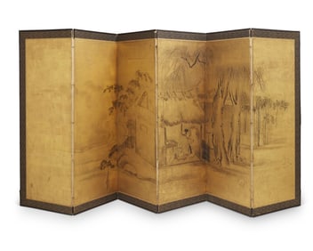 A Japanese six-panel byobu screen