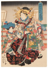 Utagawa Kunisada (1786-1865), Courtesan Matsufune from the Sanomatsu house, circa 1830