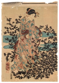 Utagawa Kuniyoshi (1798-1861), One plate from "Three Beauties beside the Tama River," circa 1849-50