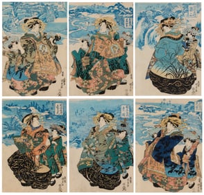 Six 19th Century Japanese woodcuts in colors
