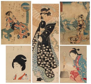 Five Japanese woodcuts in colors
