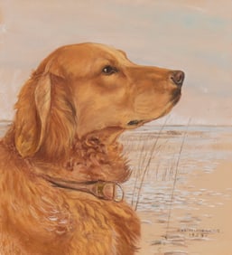 William McPherson (1905-1972), Golden Retriever at the beach, 1959