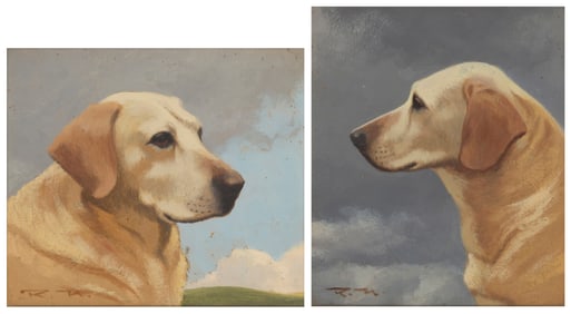 Roy Nockolds (1911-1979), Two portraits of yellow Labrador Retrievers
