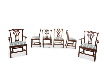 A set of twelve George III-style mahogany dining chairs
