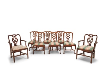 A group of Chippendale-style mahogany dining chairs