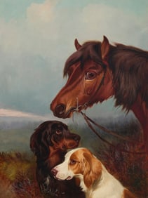 Colin Graeme (1858-1910), Horse and dogs outdoors