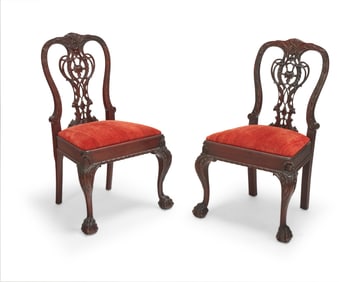 A pair of Chippendale-style mahogany side chairs