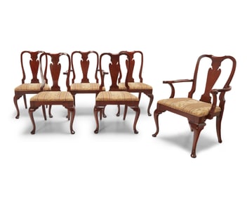 A set of six Queen Anne-style dining chairs