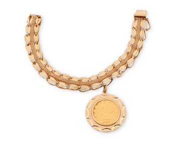 A Gold Coin Charm Bracelet