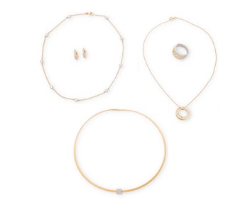 A Group of Bi-Color Gold, Silver and Diamond Jewelry