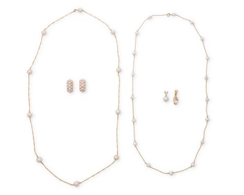 A Group of Gold and Cultured Pearl Jewelry