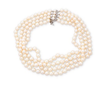 A White Gold and Cultured Pearl Necklace
