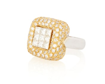 A Bi-Color Gold and Diamond Ring