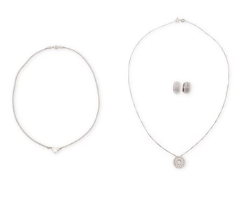 A Group of White Gold, Silver and Diamond Jewelry