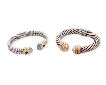 David Yurman: Two Silver, Gold and Gem-Set Cuffs