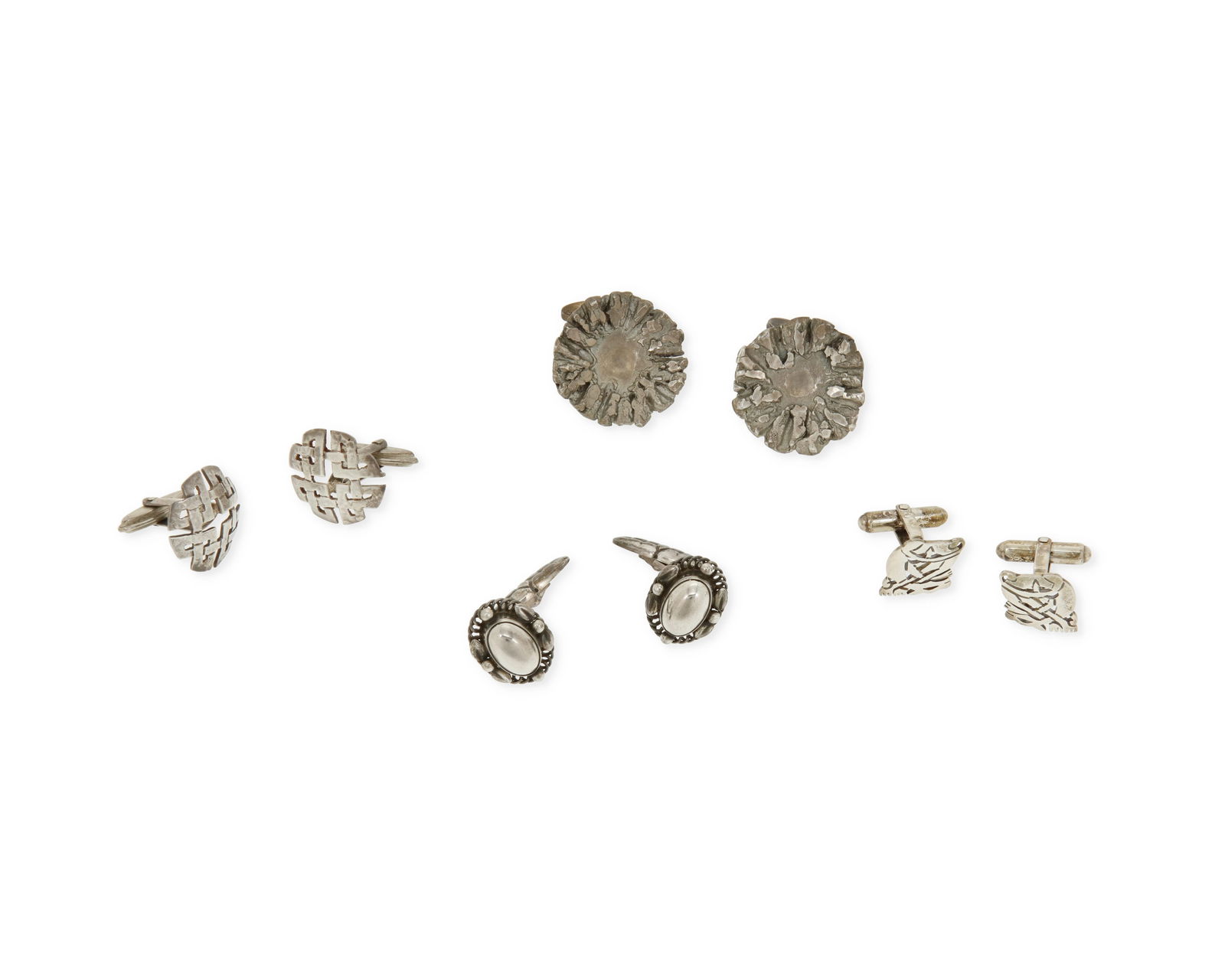 A Group of Silver Cufflinks Including Georg Jensen (1 of 2)