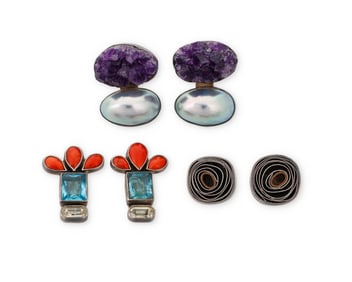 A Group of Art Jewelry Earrings