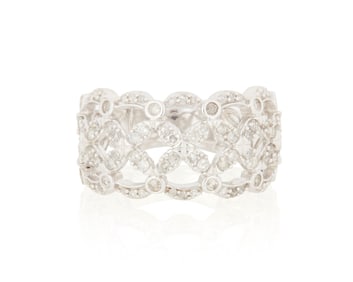 A Sterling Silver and Diamond Ring