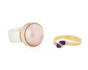 Two Gold and Sterling Silver Rings