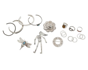 A Group of Sterling Silver Jewelry