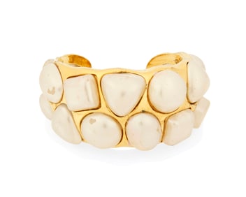 CHANEL: A Vintage 1990s Gold Tone and Faux Pearl Cuff