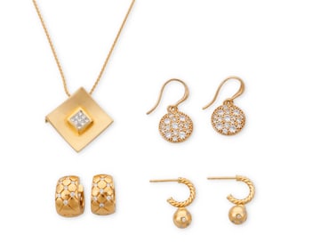A Group of Gold, Silver and Diamond Jewelry