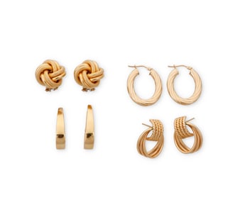 A Group of Four Pairs of Gold Earrings