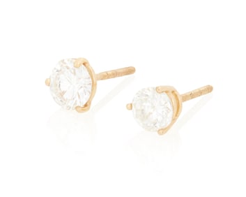 Two 14K Gold and Diamond Studs