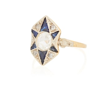 A Gold, Sapphire and Diamond Ring