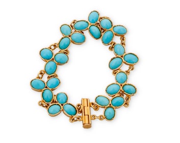 A 14K Gold and Turquoise Bracelets