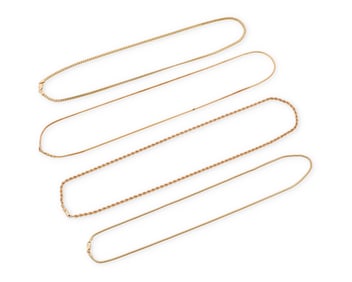 A Group of Four 14K Gold Chains