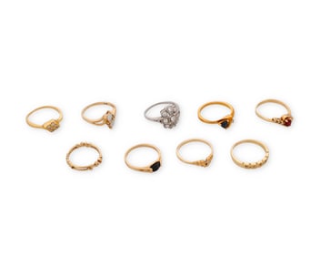 A Group of Gold and Gem-Set Rings