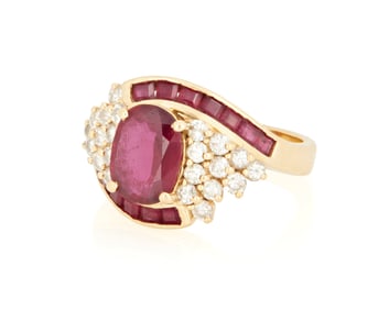 A14K Gold, Ruby and Diamond Ring