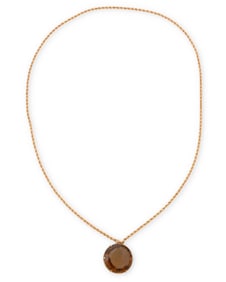A 14K Gold and Smokey Quartz Pendant Necklace