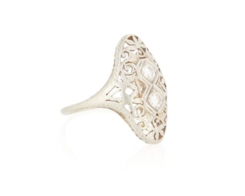 A 18K White Gold and Diamond Ring