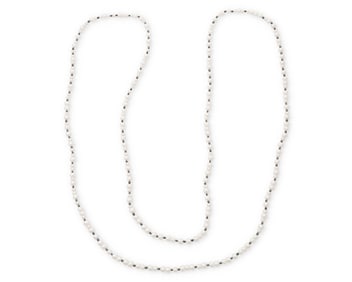 A Cultured Pearl and Black Damond Necklace
