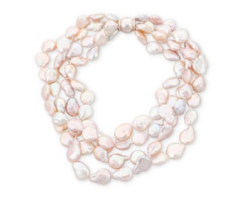 A Silver and Cultured Pearl Necklace