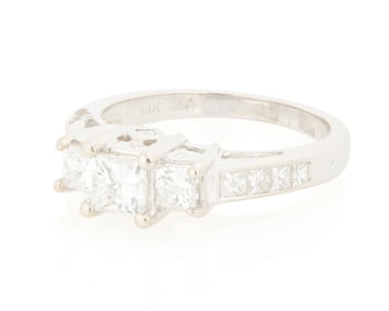 An 14k White Gold and Diamond Ring